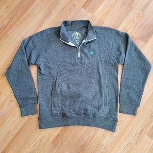 Boston Scally Sweatshirt Mens Medium Gray Pullover 1/4 Zip Logo Clover
